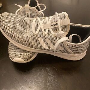 Adidas Cloudfoam Lite Racer Knit Sneakers White Black/Gray | Size 10